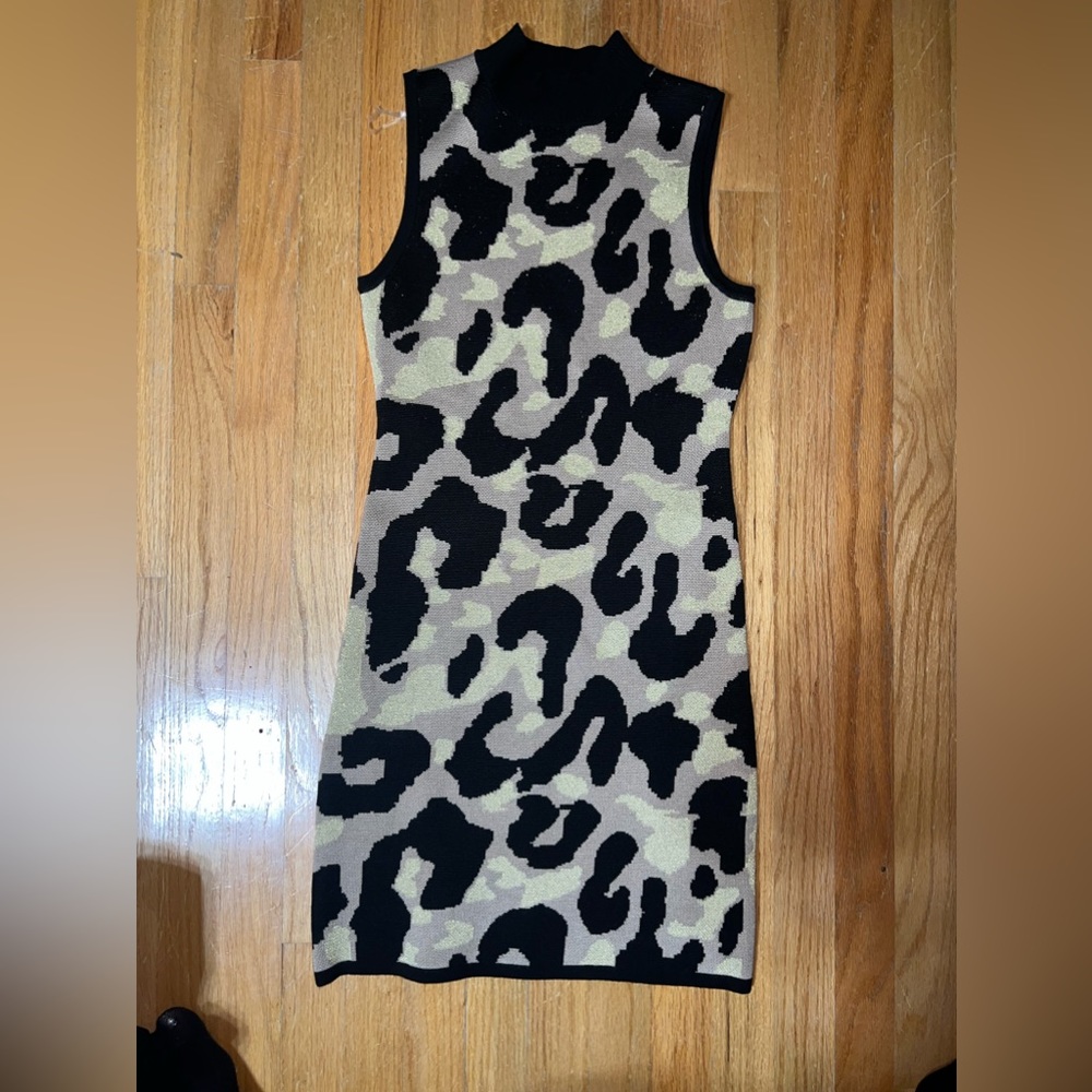 Leopard Print Mock Neck Sweater Dress Size Small - NWT